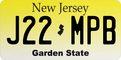 NJ license plate J22MPB