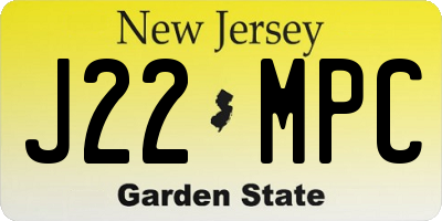 NJ license plate J22MPC