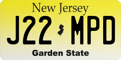 NJ license plate J22MPD
