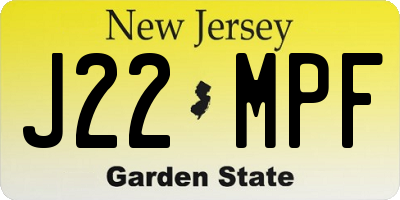 NJ license plate J22MPF