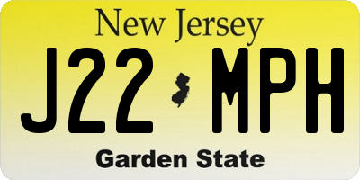 NJ license plate J22MPH