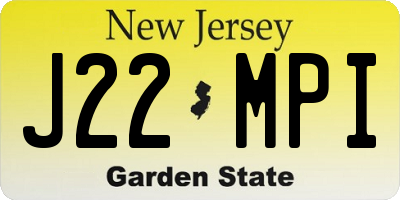 NJ license plate J22MPI