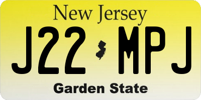 NJ license plate J22MPJ