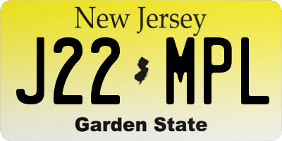 NJ license plate J22MPL