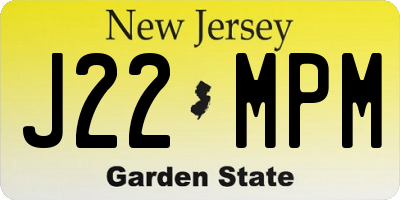 NJ license plate J22MPM
