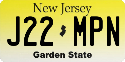 NJ license plate J22MPN
