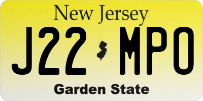 NJ license plate J22MPO