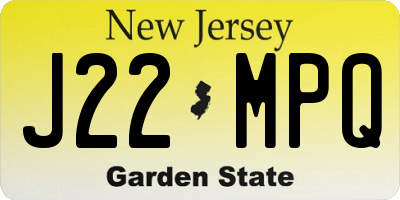 NJ license plate J22MPQ