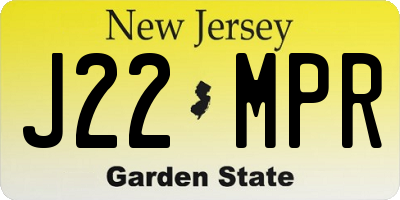 NJ license plate J22MPR
