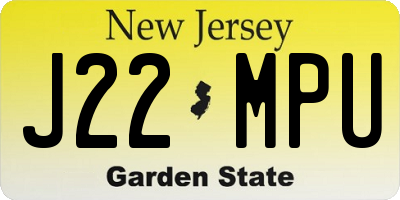 NJ license plate J22MPU