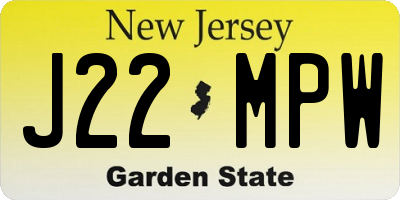 NJ license plate J22MPW
