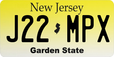 NJ license plate J22MPX