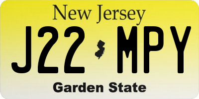 NJ license plate J22MPY