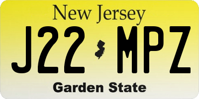 NJ license plate J22MPZ