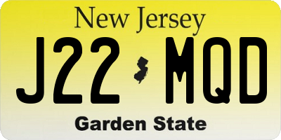 NJ license plate J22MQD