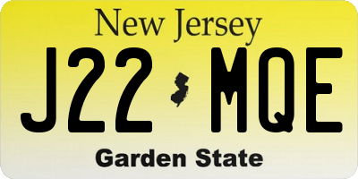 NJ license plate J22MQE