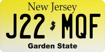 NJ license plate J22MQF