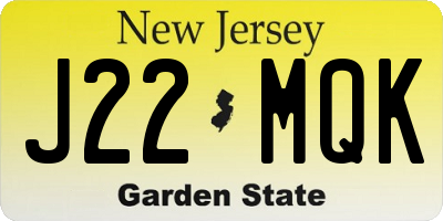 NJ license plate J22MQK