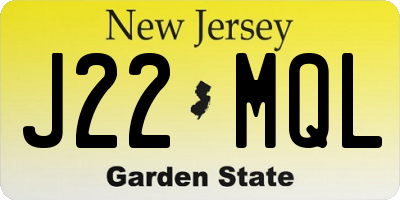 NJ license plate J22MQL