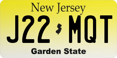 NJ license plate J22MQT
