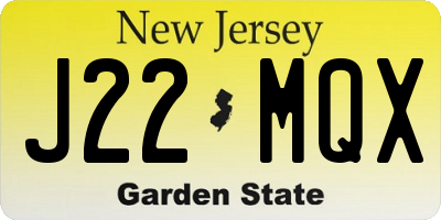 NJ license plate J22MQX