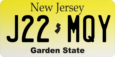 NJ license plate J22MQY