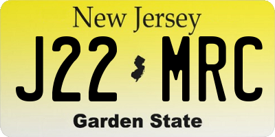 NJ license plate J22MRC