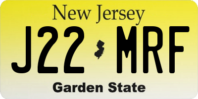 NJ license plate J22MRF