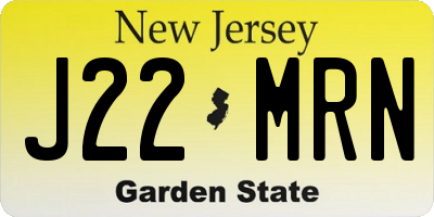 NJ license plate J22MRN