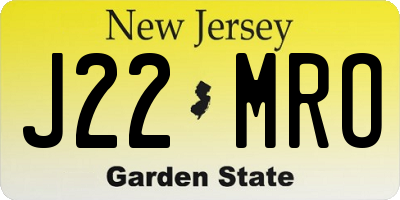 NJ license plate J22MRO