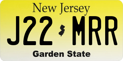 NJ license plate J22MRR
