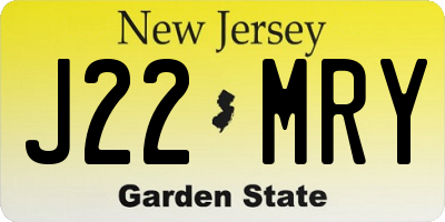 NJ license plate J22MRY
