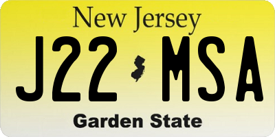 NJ license plate J22MSA