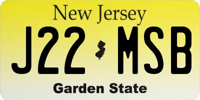 NJ license plate J22MSB
