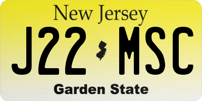 NJ license plate J22MSC