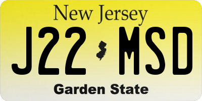 NJ license plate J22MSD