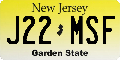 NJ license plate J22MSF