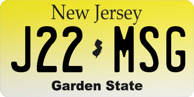 NJ license plate J22MSG