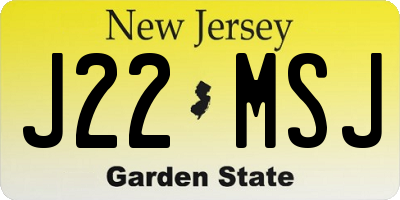 NJ license plate J22MSJ