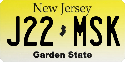 NJ license plate J22MSK
