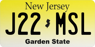 NJ license plate J22MSL
