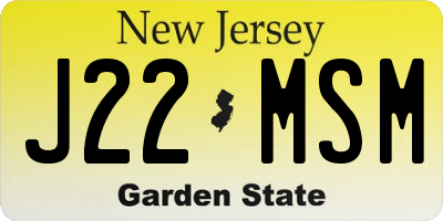 NJ license plate J22MSM