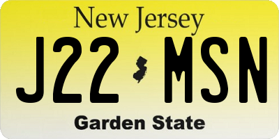 NJ license plate J22MSN