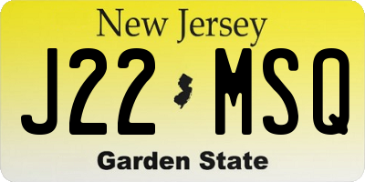 NJ license plate J22MSQ