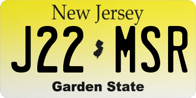 NJ license plate J22MSR