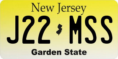 NJ license plate J22MSS