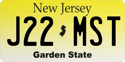 NJ license plate J22MST