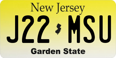 NJ license plate J22MSU