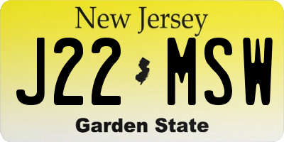 NJ license plate J22MSW