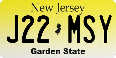 NJ license plate J22MSY